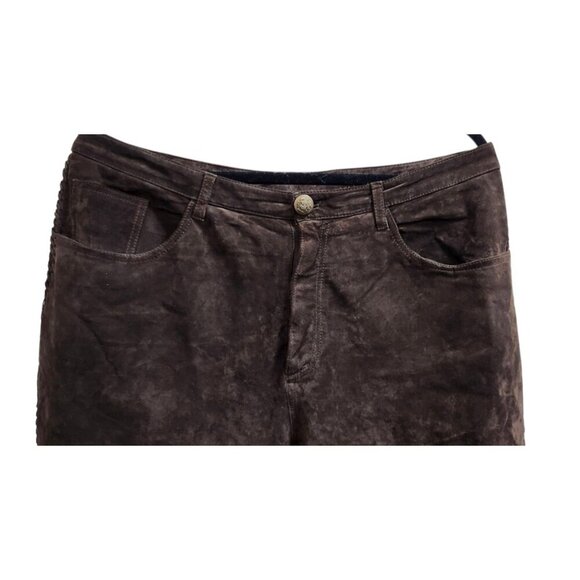 Chico's Suede Brown 100% Leather Women's Pants Size 25 Seam Detailing - Picture 4 of 14